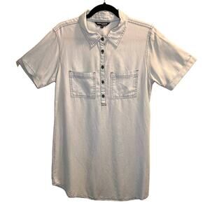 The Royal Standard Women's Chambray Lyocell Mini Shirt Dress Size M Light Blue